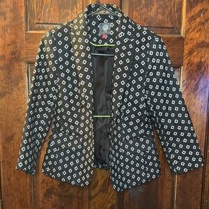 Black and White Polka Dot Blazer with Lapels